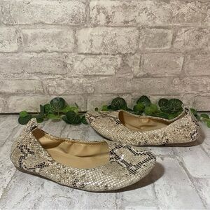 Vince Camuto Leather Snake Skin‎ Patterned Slip On Flats Size 7.5 M